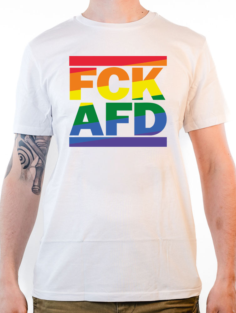 KEIN BOCK AUF NAZIS 'FCK AFD Rainbow' Unisex T-Shirt weiss 2026